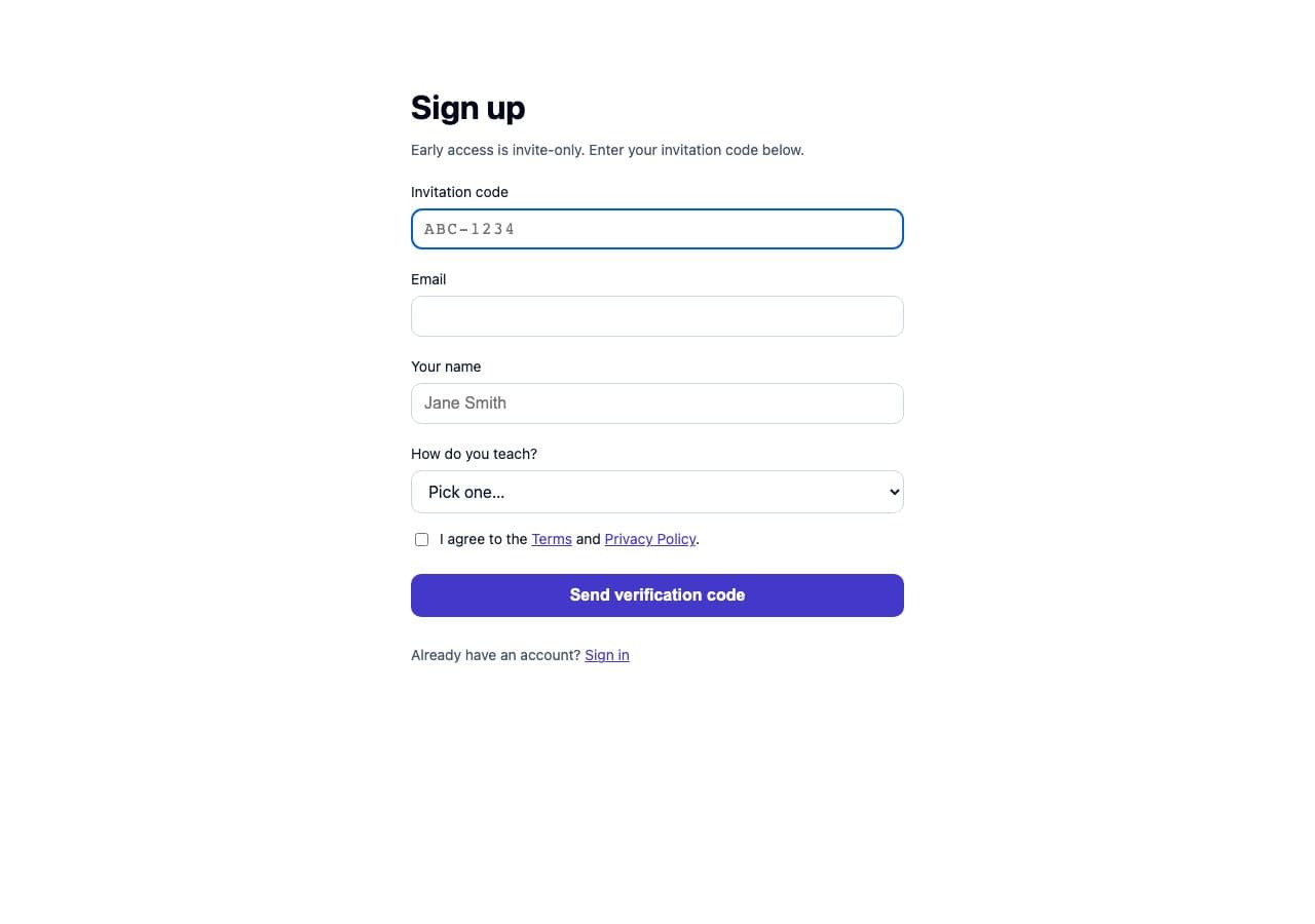 Real Augmind invitation sign-up page